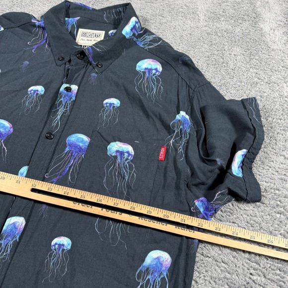 RSVLTS Jellyfish Print Rayon Mens XL RARE All Over Print Button Down Shirt - Picture 7 of 8